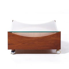 Mid Century Mobler Table basse danoise en bois de rose et verre