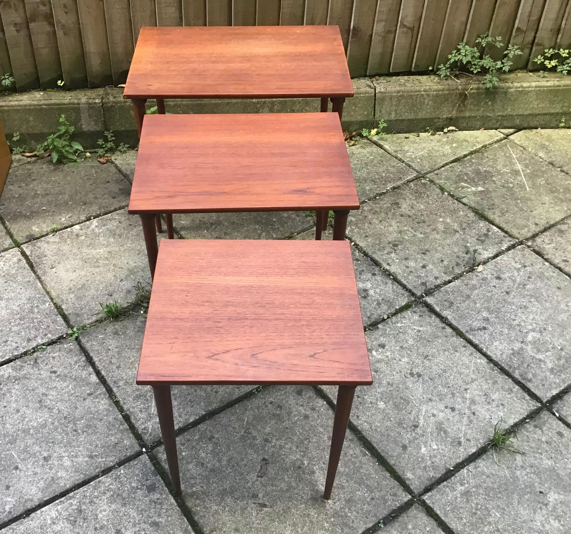 Mid-Century Modern Bramin Nest of Tables/1960s Danish Nest of Tables For Sale