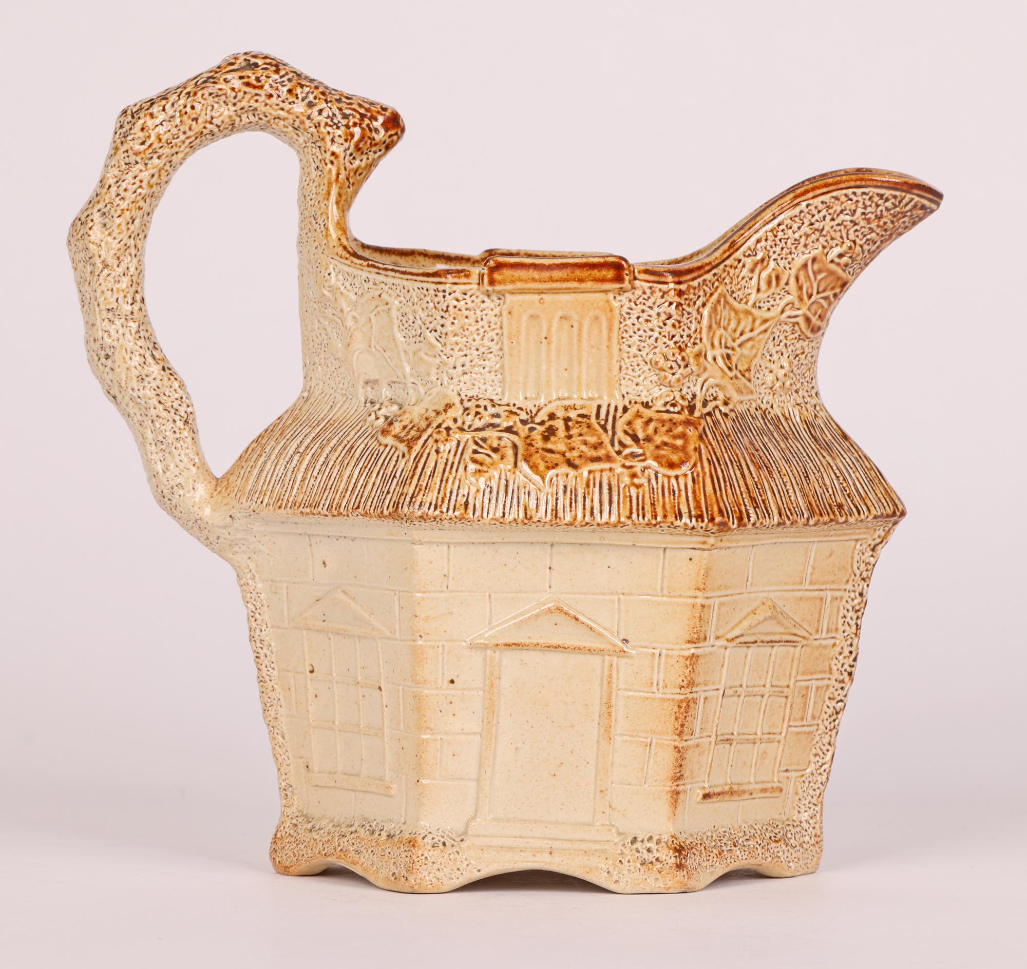 Brampton - Grande cruche de table anglaise rare en forme de cottage, émaillée au sel et datant de l'époque médiévale en vente 8