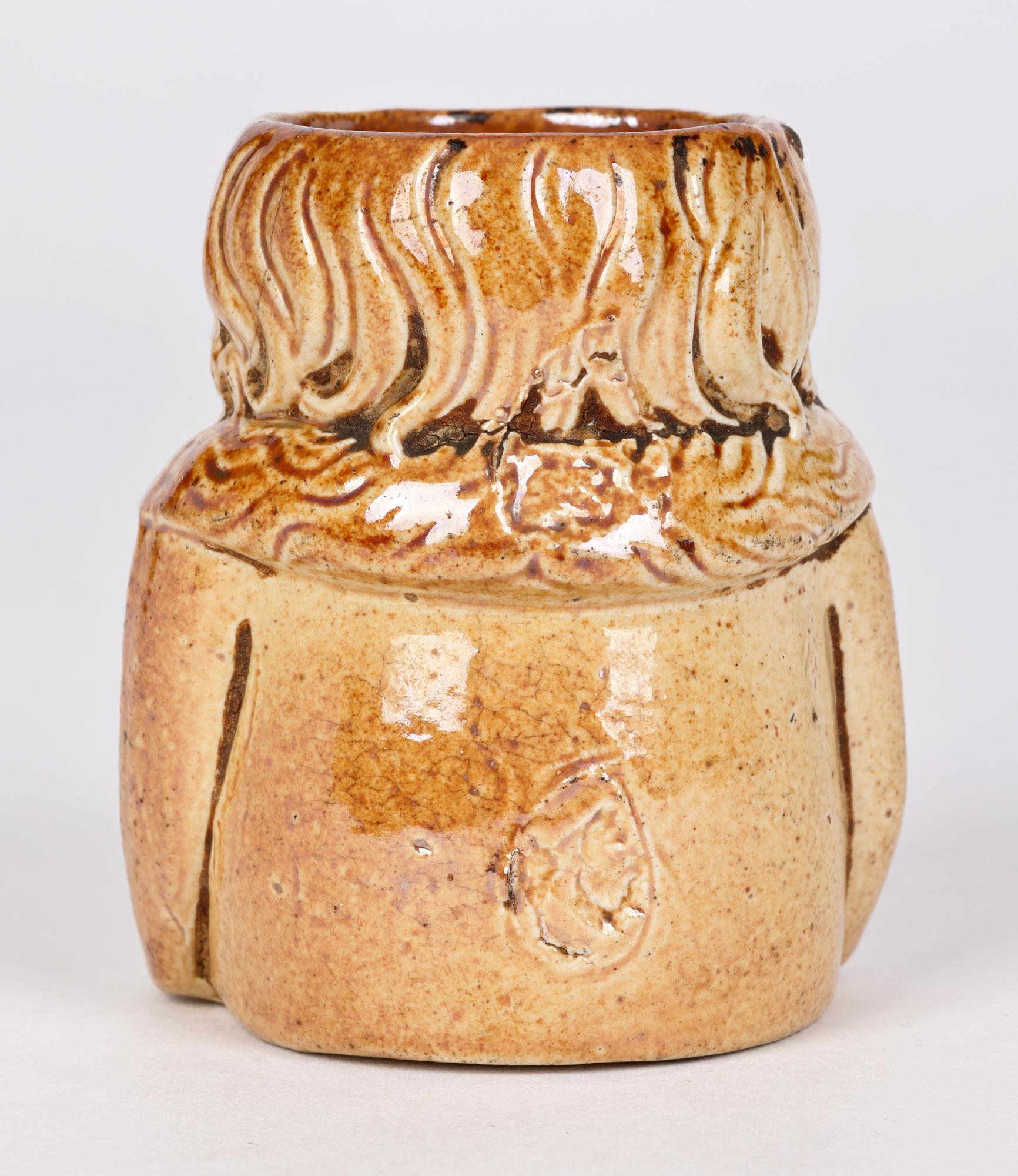 Brampton Rare Salt Glazed Stoneware Character Modelled Container For Sale 6