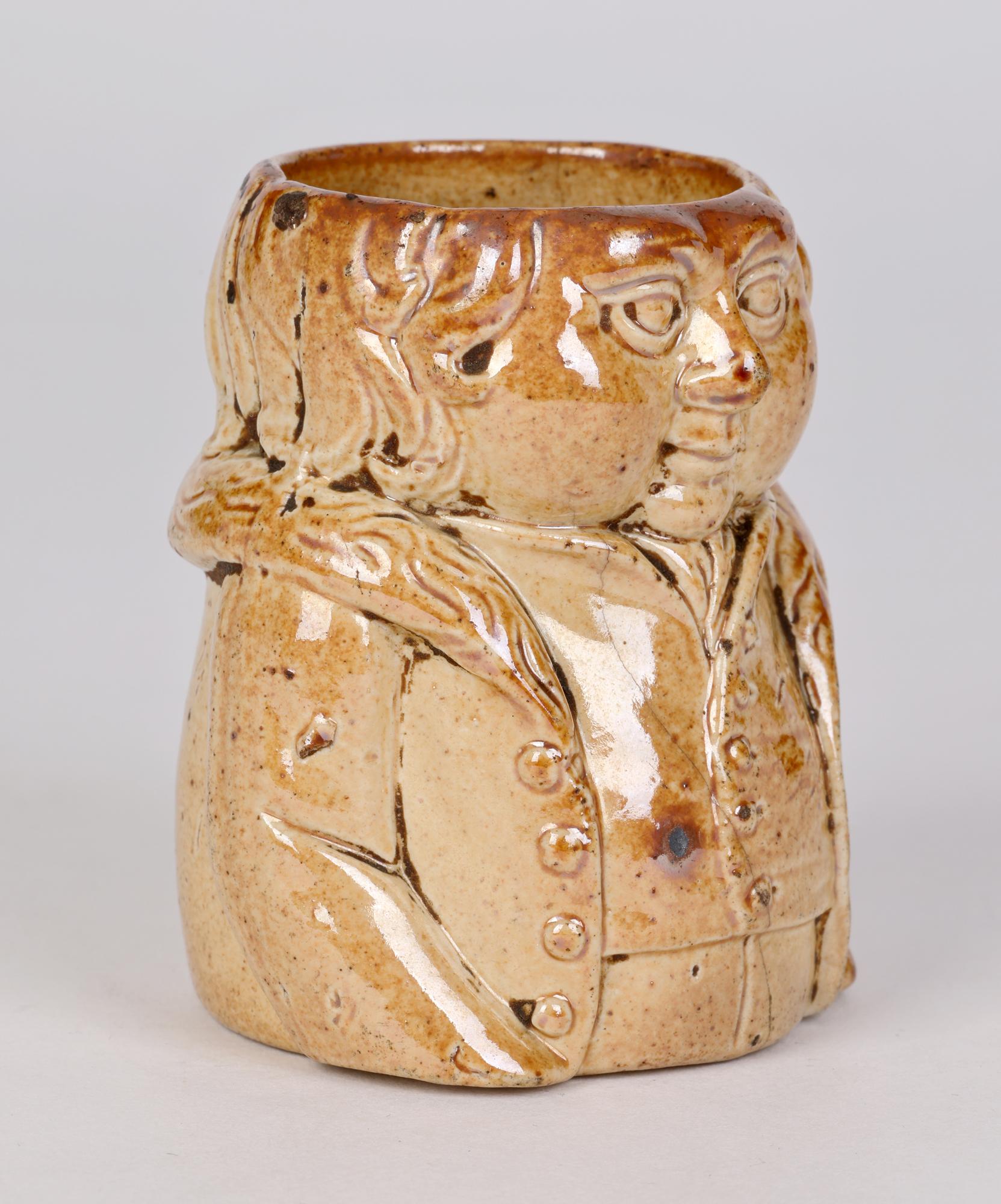 Brampton Rare Salt Glazed Stoneware Character Modelled Container In Fair Condition For Sale In Bishop's Stortford, Hertfordshire