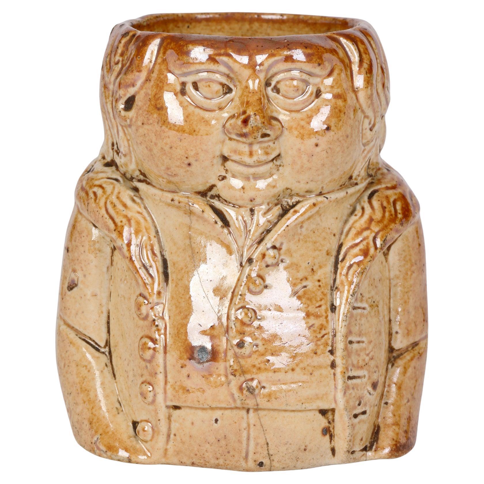 Brampton Rare Salt Glazed Stoneware Character Modelled Container For Sale