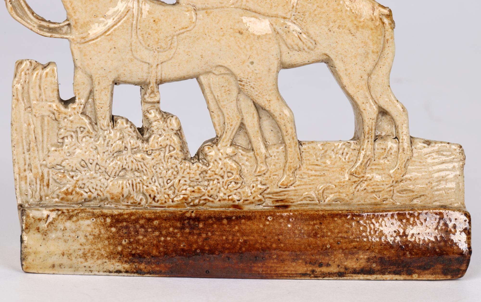 Brampton Rare Salt Glazed Stoneware Modell von zwei gesattelten Pferden (Regency) im Angebot