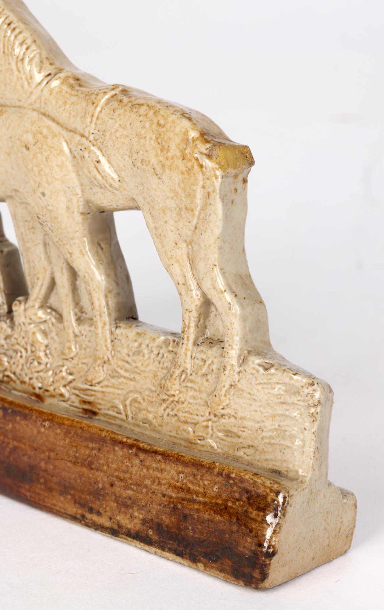 Brampton Rare Salt Glazed Stoneware Modell von zwei gesattelten Pferden im Angebot 1