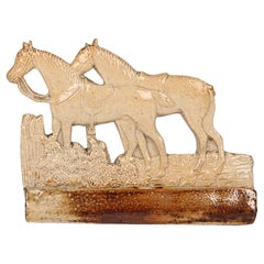 Brampton Rare Salt Glazed Stoneware Model of Two Saddled Horses