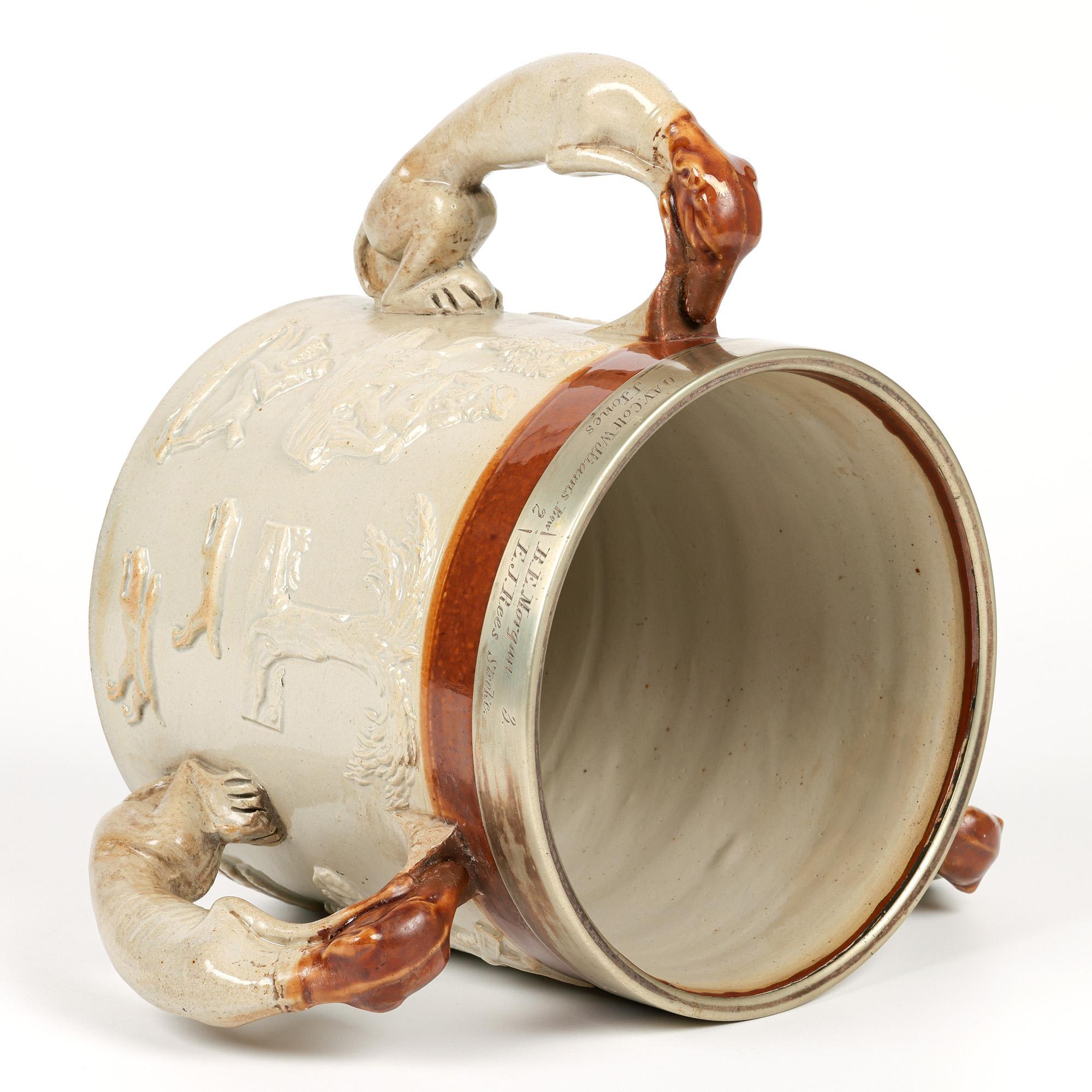 Silver Plate Brampton Salt Glazed Jesus College Cambridge Presentation Pottery Tyg For Sale