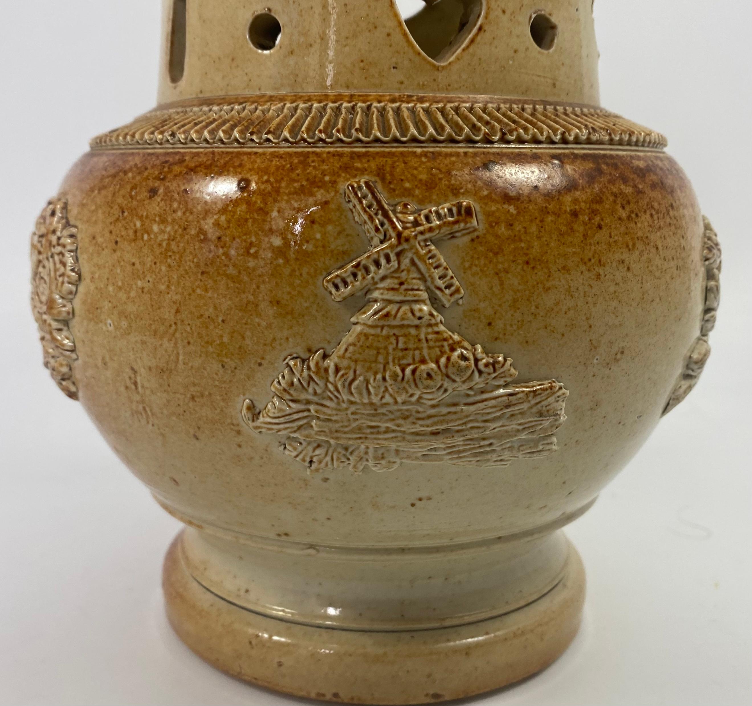 Brampton Saltglazed Stoneware Puzzle Jug, C. 1840 4