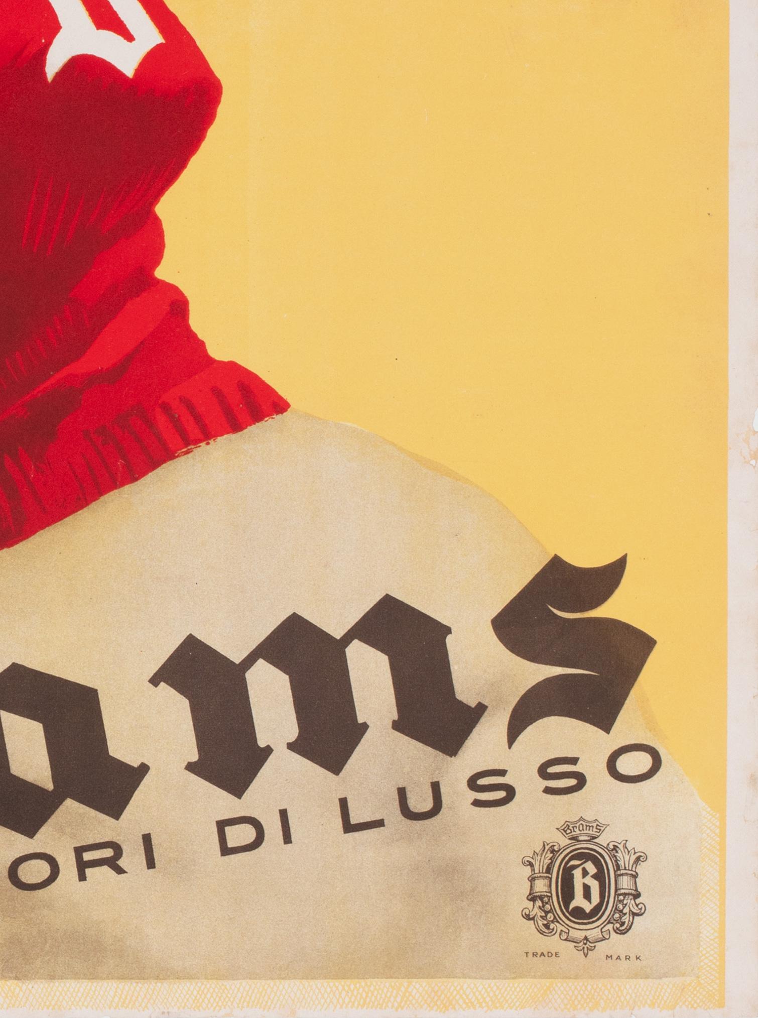 Brams c1950s Italian Alcohol Beverage Advertising Poster For Sale 1