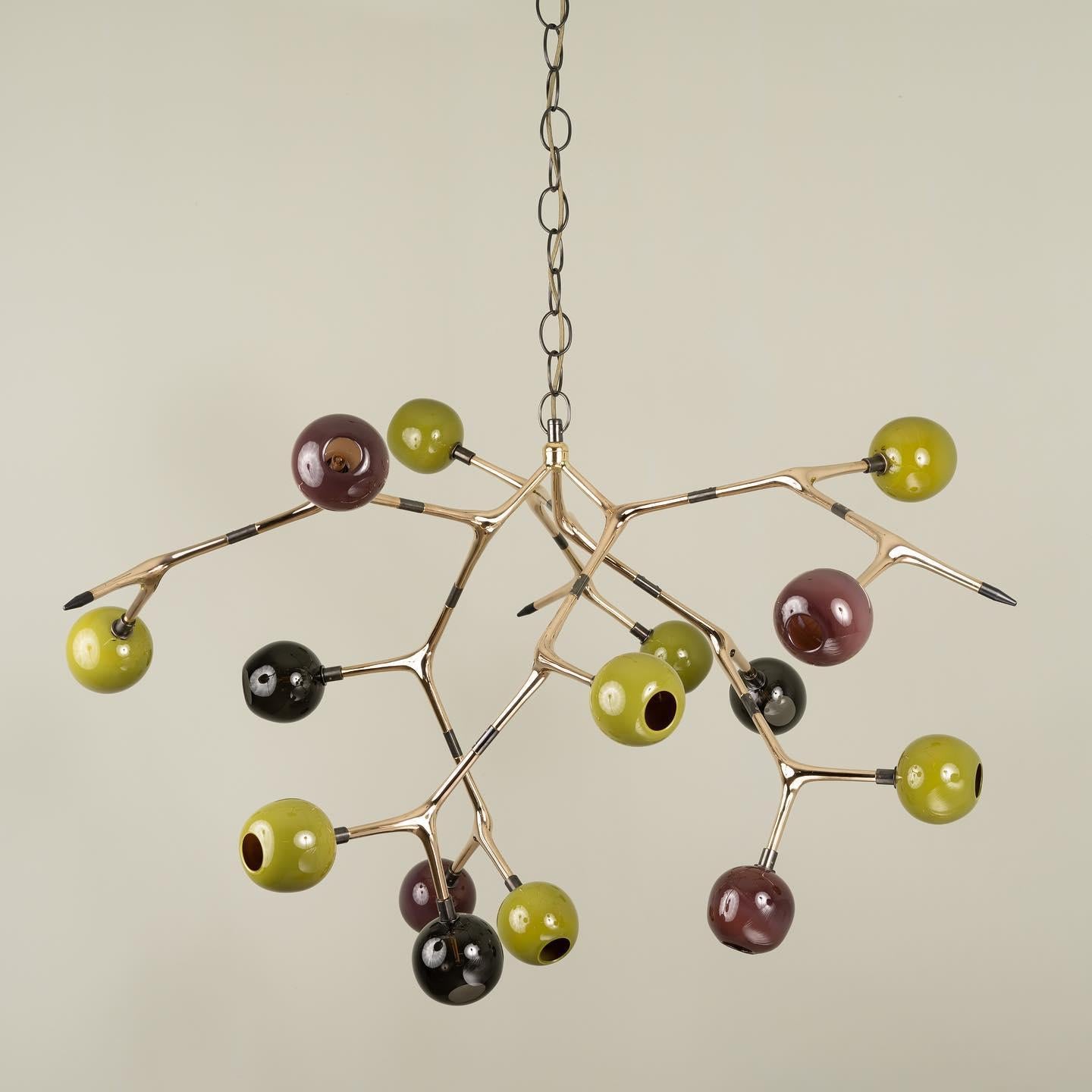 Branch 15 Pendelleuchte aus rauchglas und polierter bronze von Isabel Moncada im Angebot 1