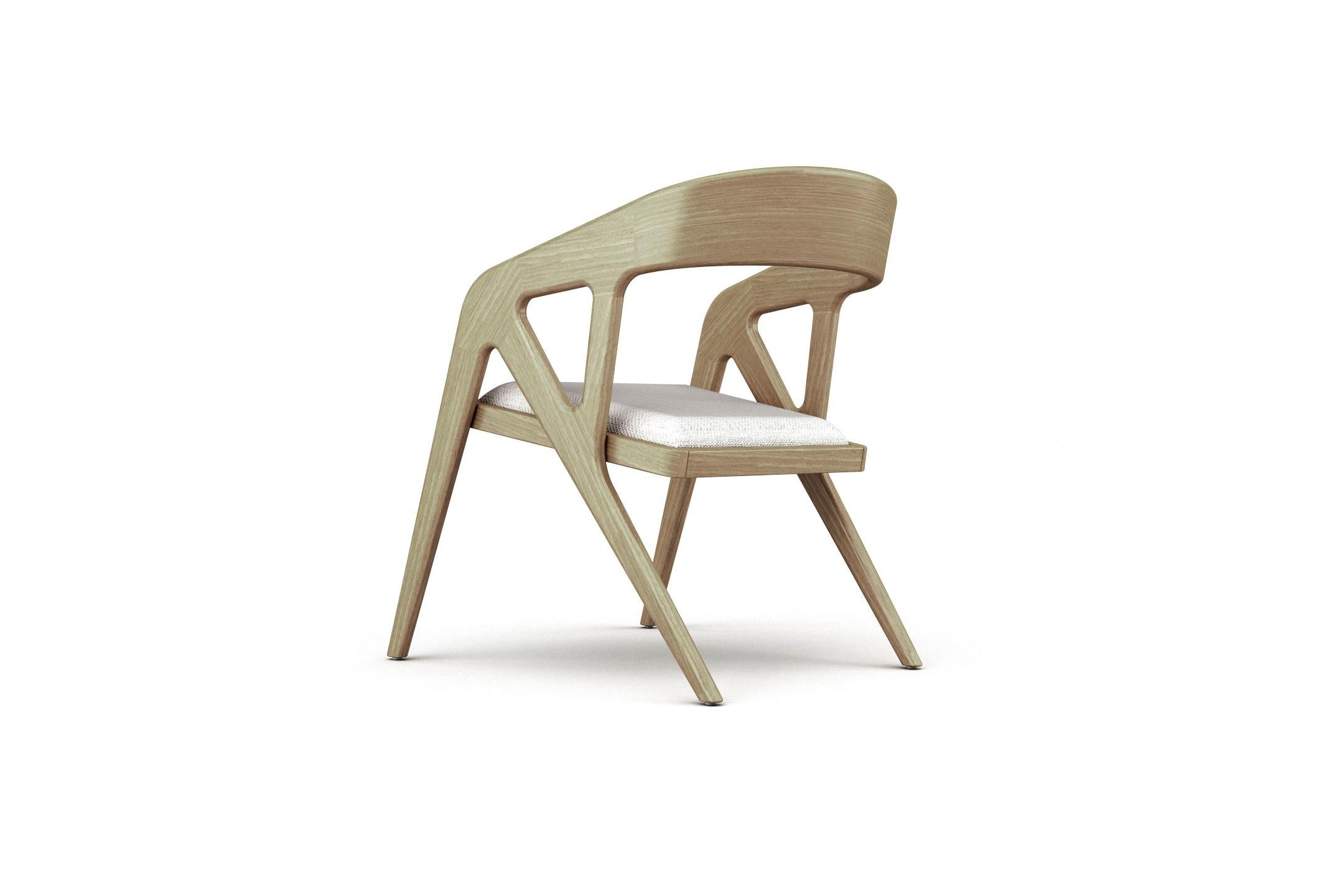 Moderne Fauteuil Branch, fauteuil moderne et minimaliste en chêne avec assise rembourrée en vente