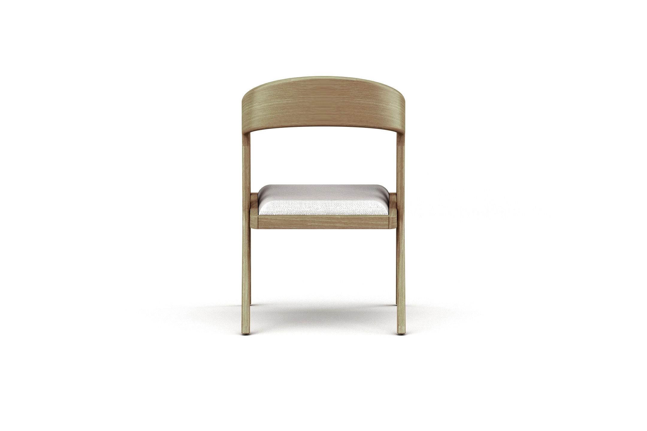 Varnished Branch Armchair, Modern and Minimalistic Oak Armchair with Upholstered Seat For Sale