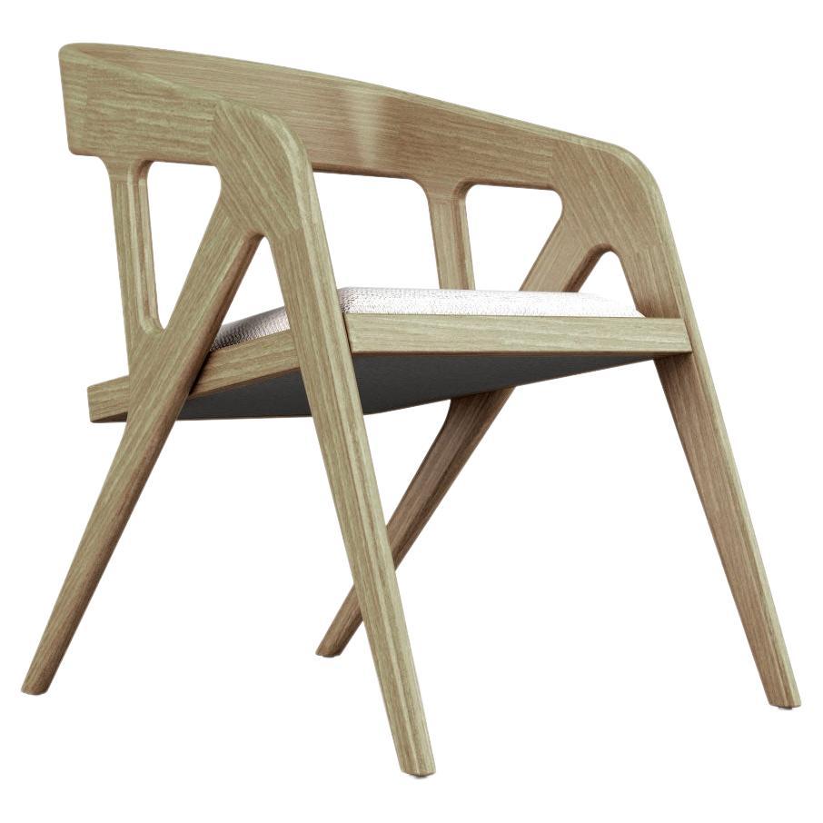 Branch Armchair, Modern and Minimalistic Oak Armchair with Upholstered Seat