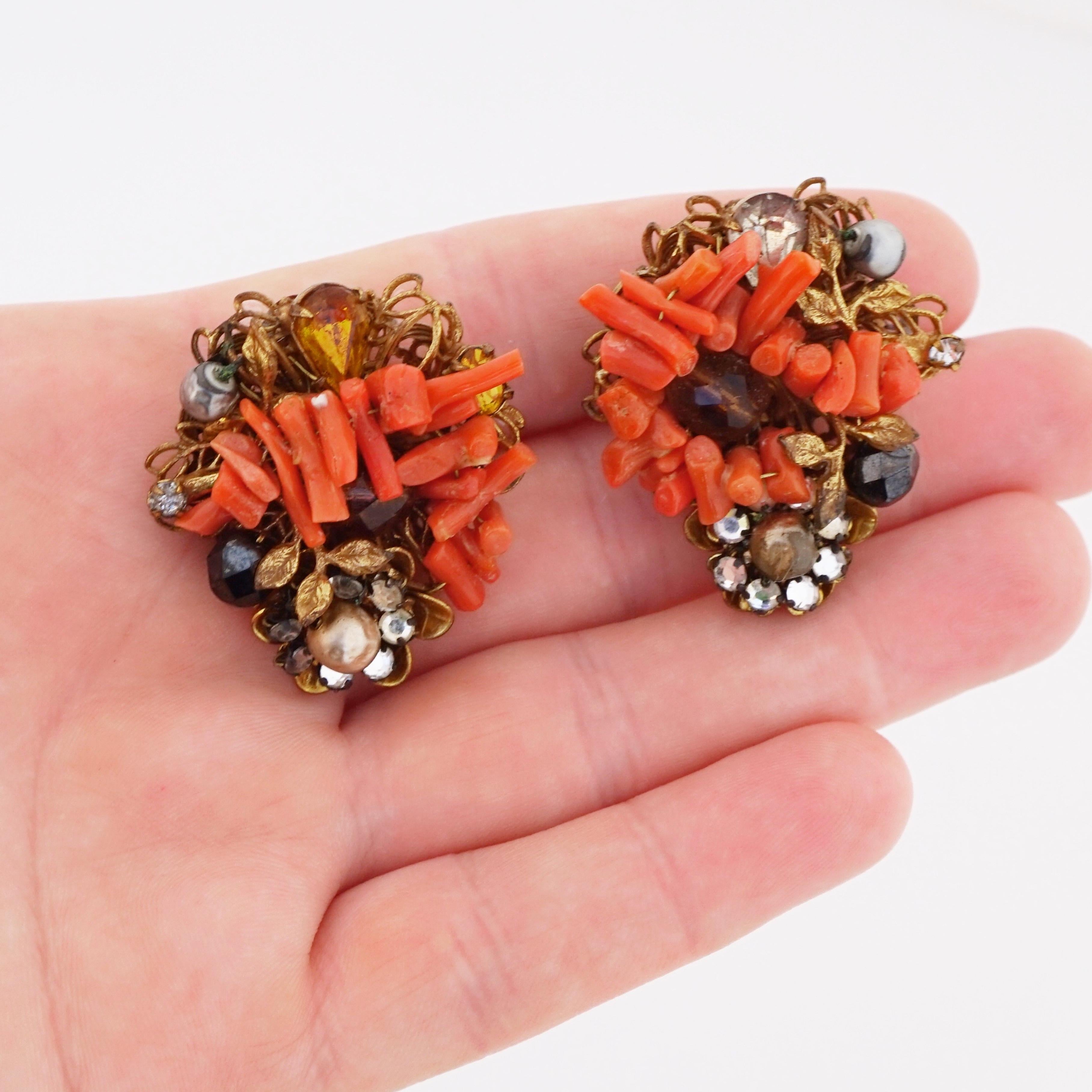 Women's Branch Coral Cluster Earrings By Original By Robert, 1940s