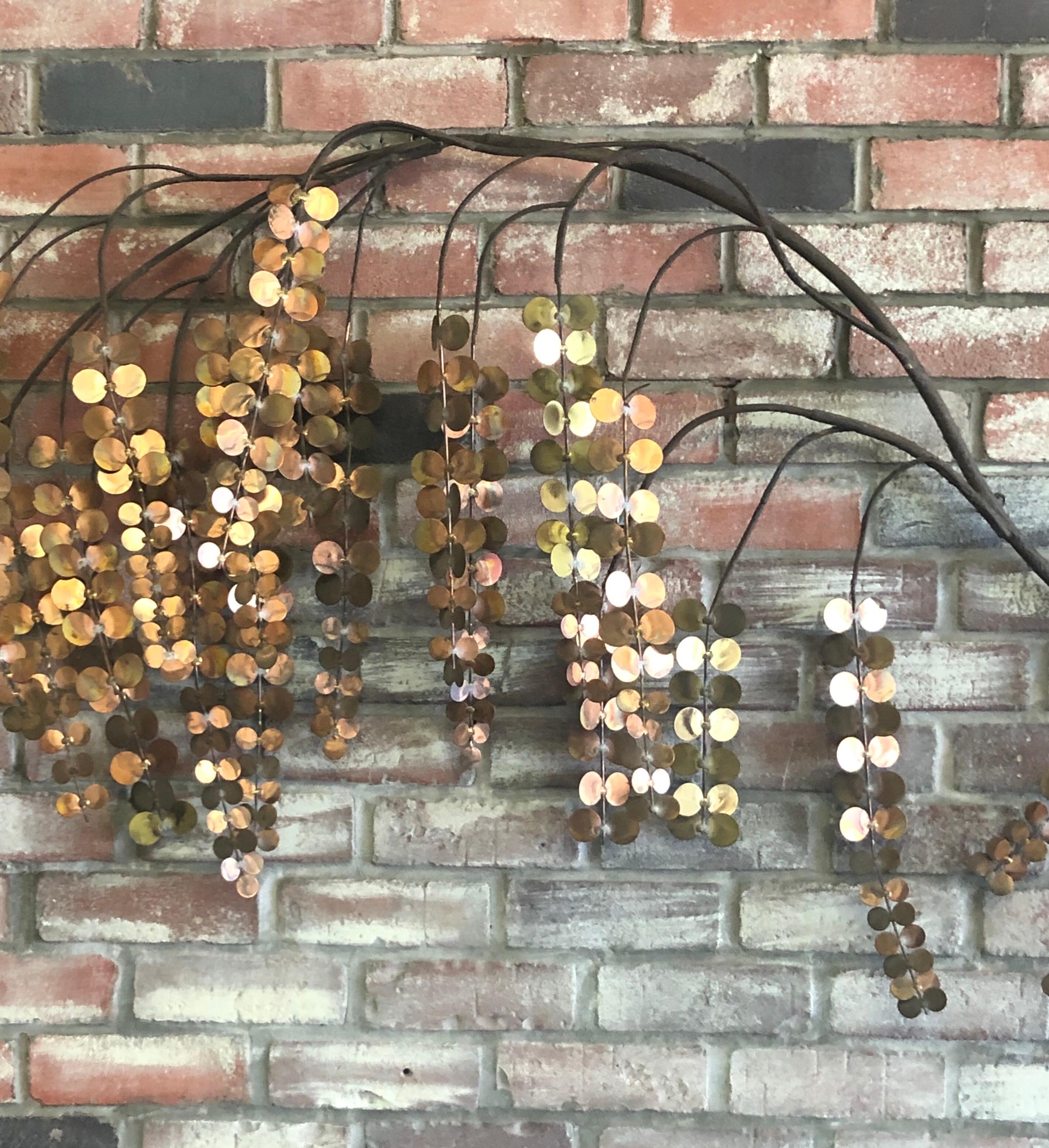 Mid-Century Modern Branch / Leaves Mixed Metal Wall Sculpture by Curtis Jere