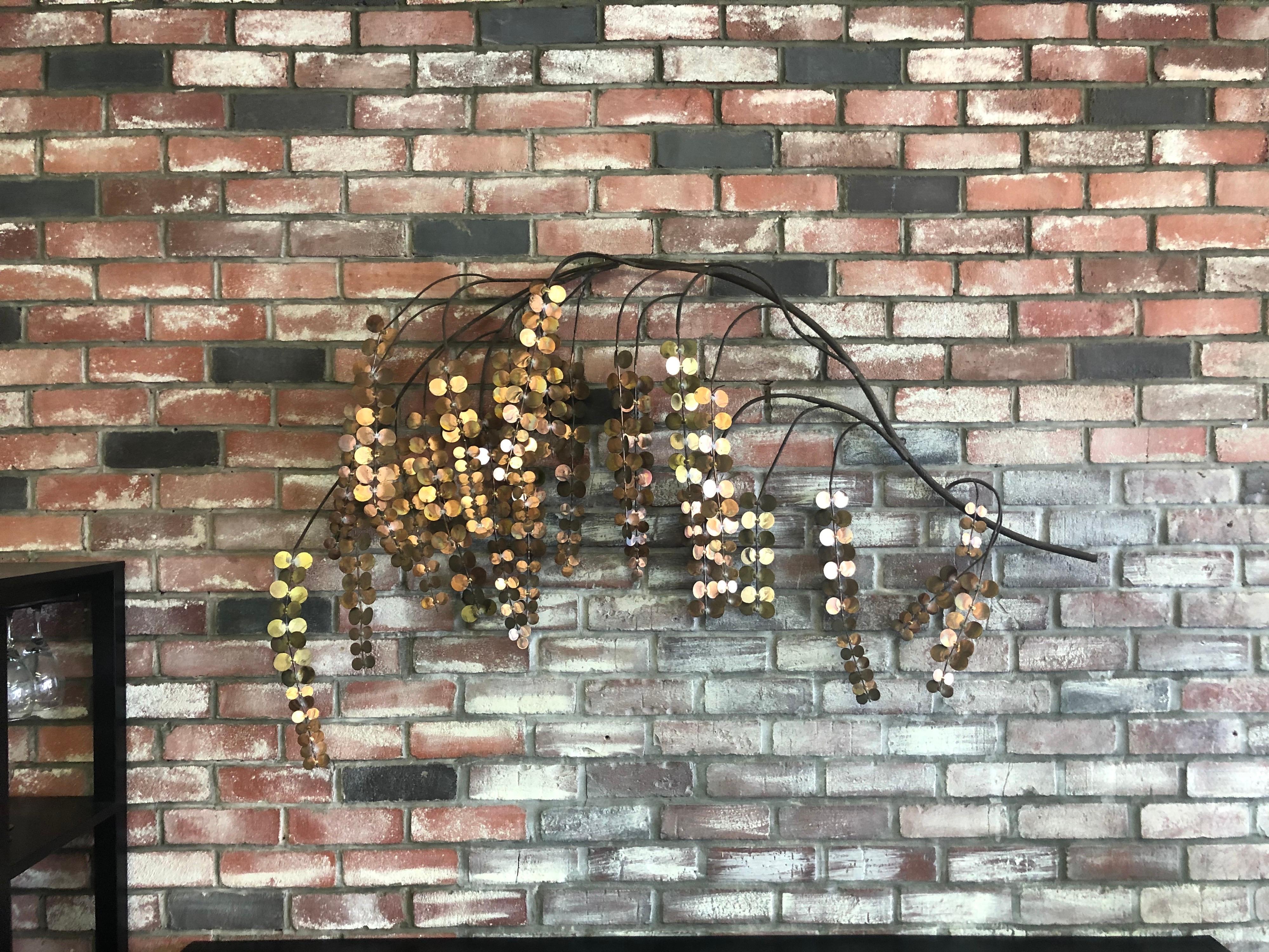 Branch / Leaves Mixed Metal Wall Sculpture by Curtis Jere 1