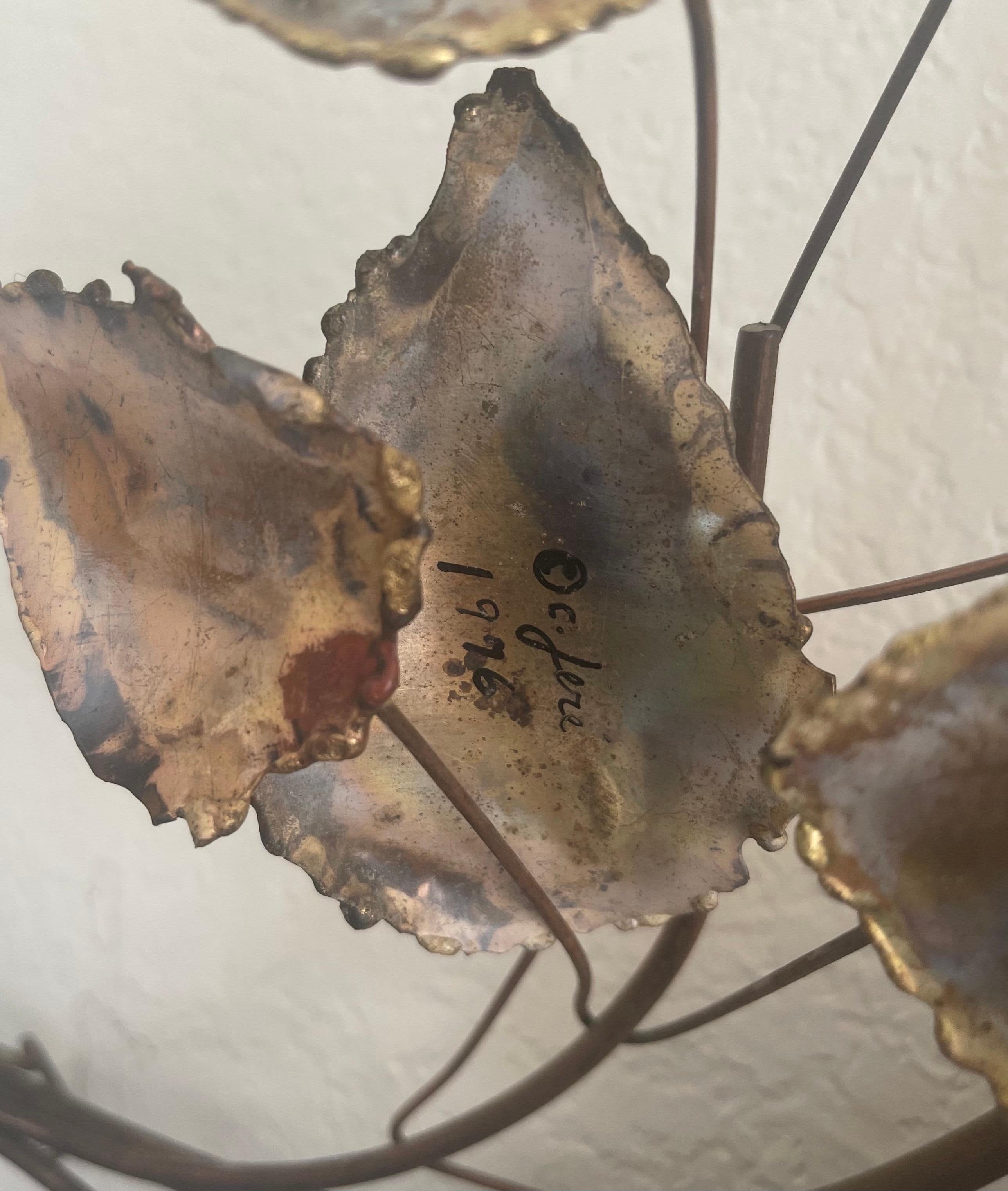 Branch / Leaves Mixed Metal Wall Sculpture by Curtis Jere 1