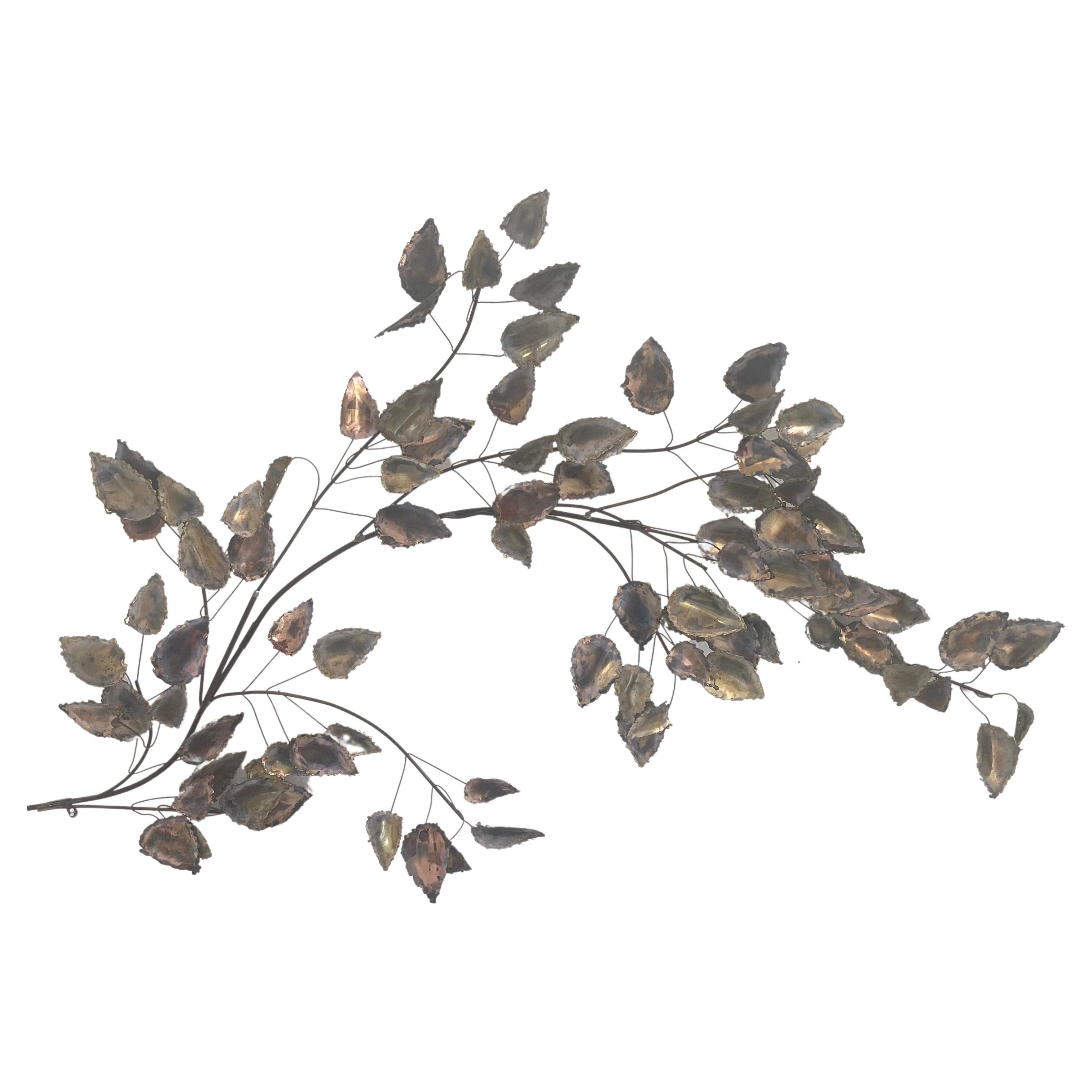 Branch / Leaves Mixed Metal Wall Sculpture by Curtis Jere