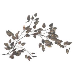 Branch / Leaves Mixed Metal Wall Sculpture by Curtis Jere
