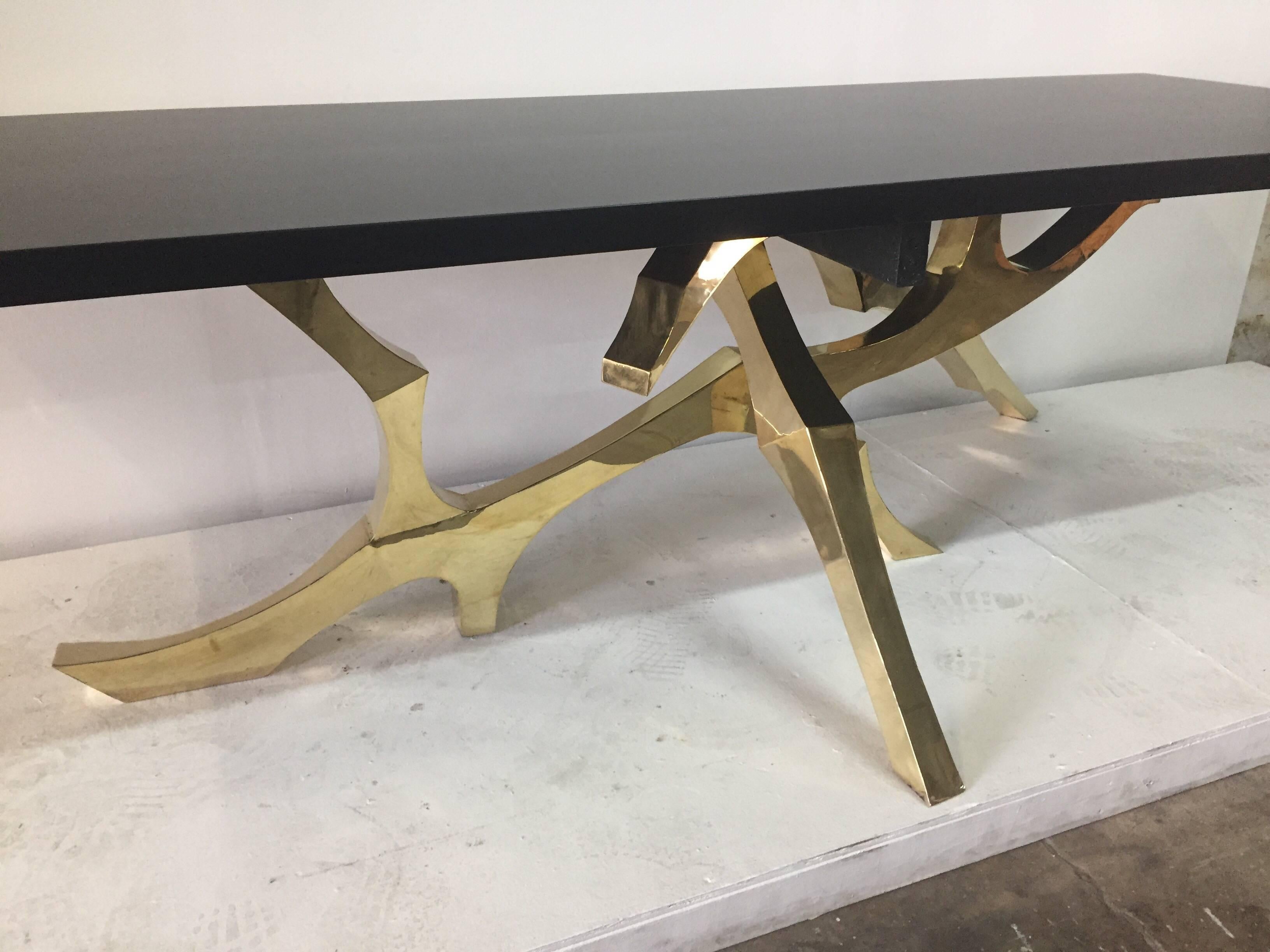 Lacquered Branch Style Brass Dining Table by Maison Honore Paris, circa 1970s