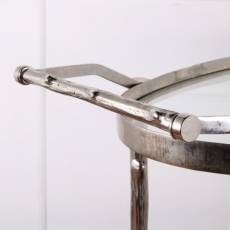 Branch Textured Metal Bar Cart by Global Views In Good Condition For Sale In Vancouver, British Columbia