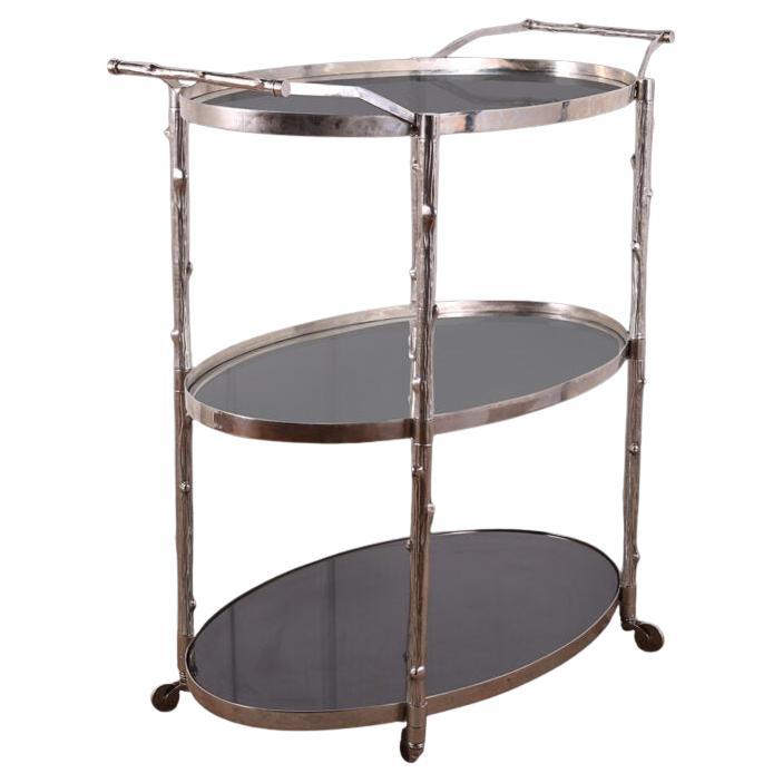 Branch Textured Metal Bar Cart by Global Views For Sale