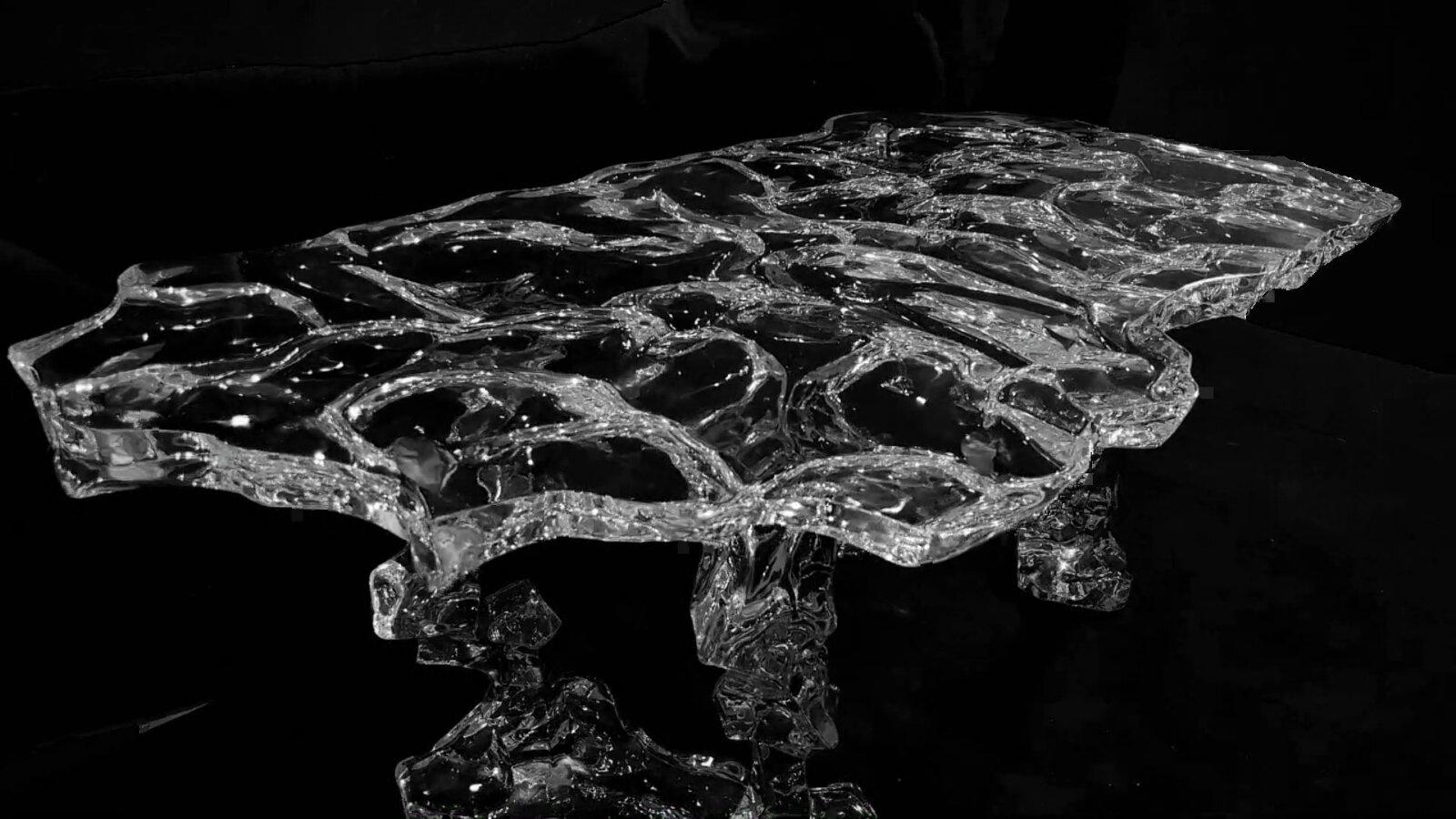 Branch Wave Table – Handmade Crystal mixed Table with Wave-Inspired Design im Zustand „Neu“ im Angebot in Monroe, NY