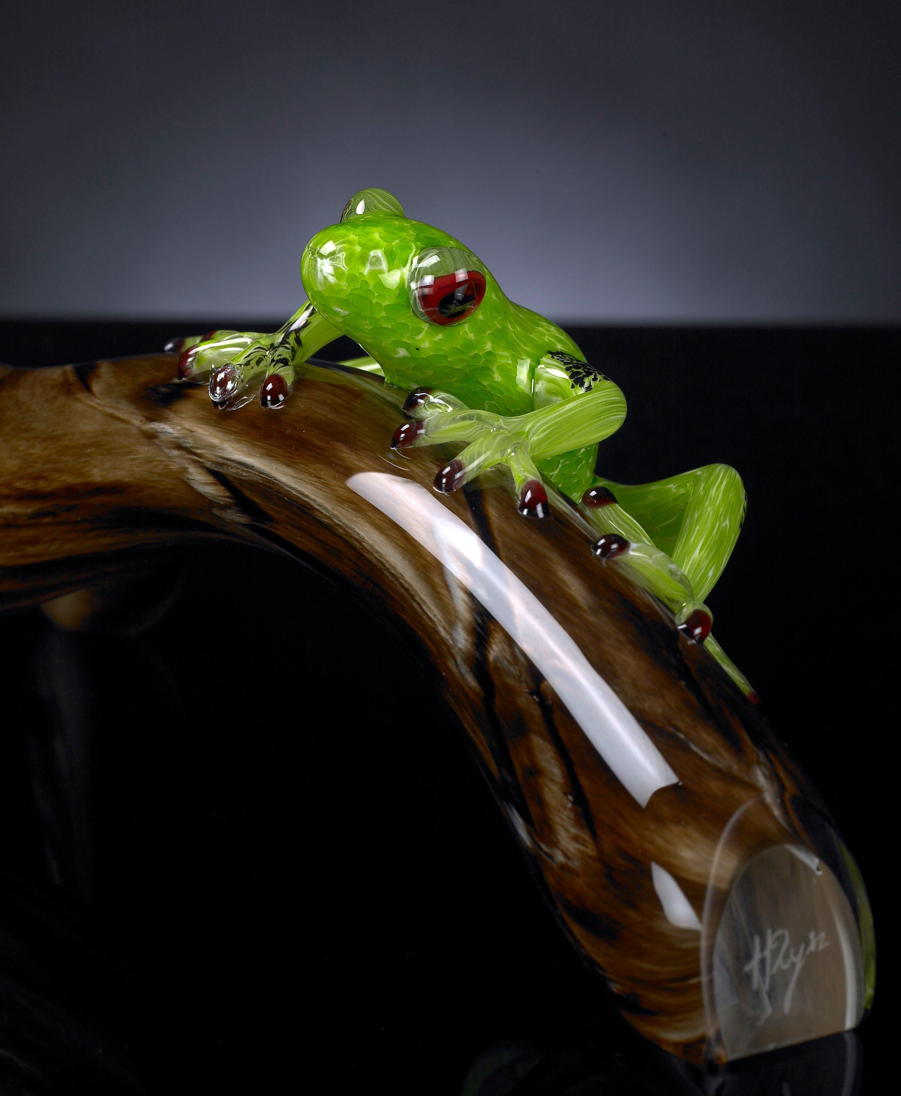 Modern Branch with Frog, in Glass, Italy For Sale