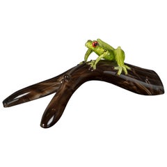 Branch with Frog, in Glass, Italy