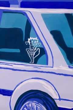 "Finger Wave" Vida nocturna, Paisaje urbano, aguada acrílica sobre papel de trapo Stonehenge