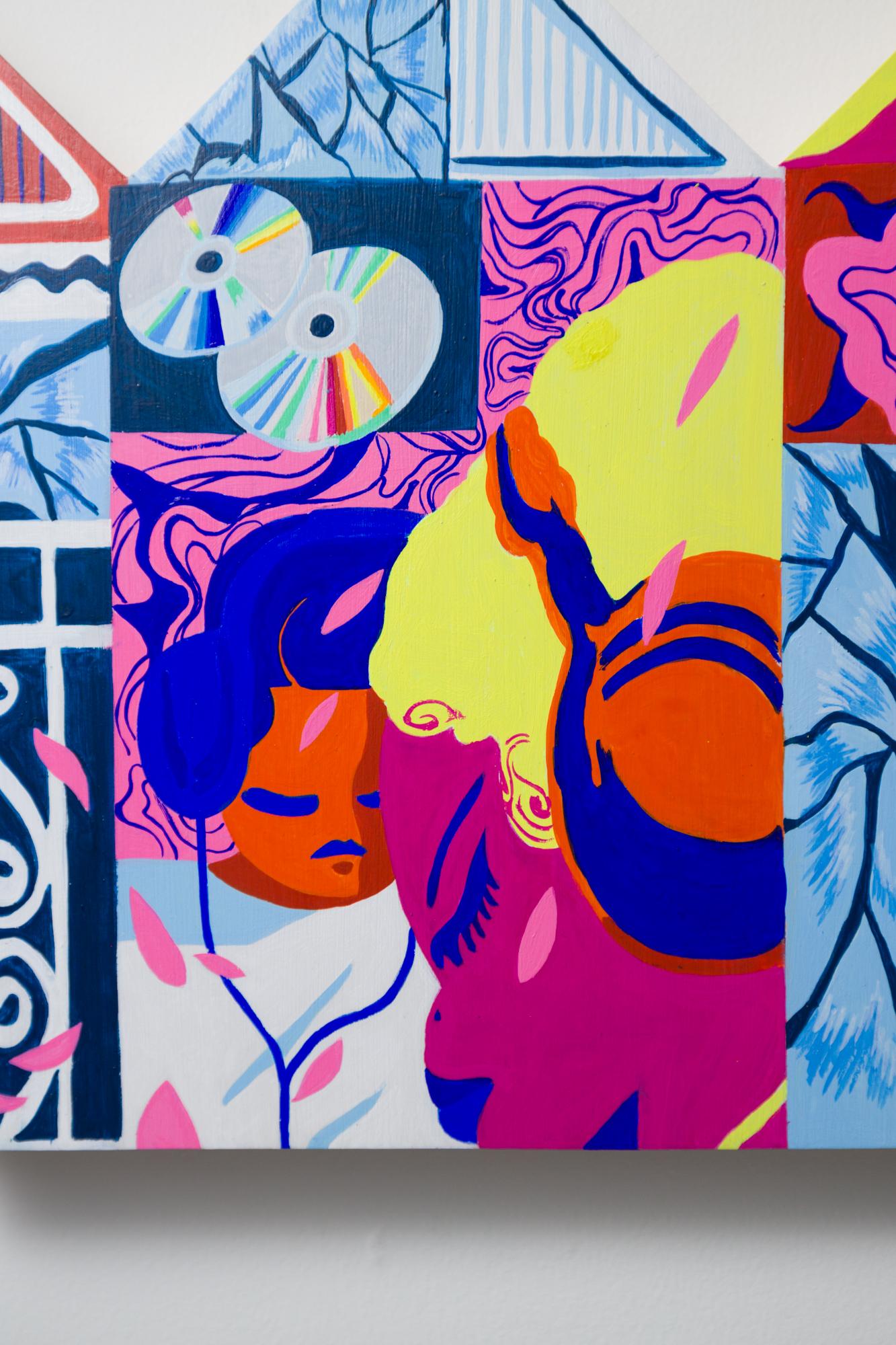 Vibrant City and Floral Vignettes on Crown Panel „You're Not Listening“ Leuchtend Stadt und Blumen im Angebot 2