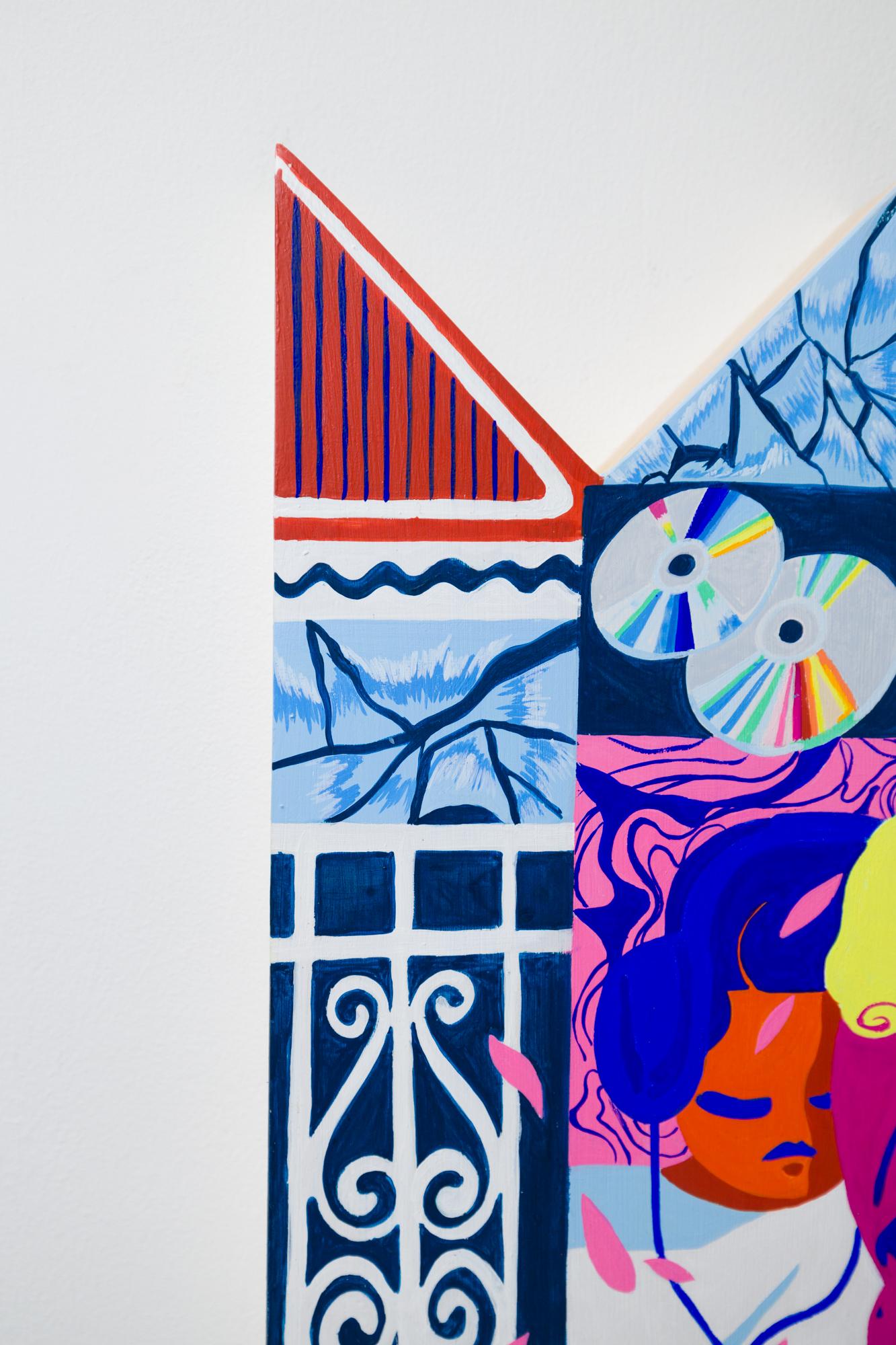 Vibrant City and Floral Vignettes on Crown Panel „You're Not Listening“ Leuchtend Stadt und Blumen im Angebot 3