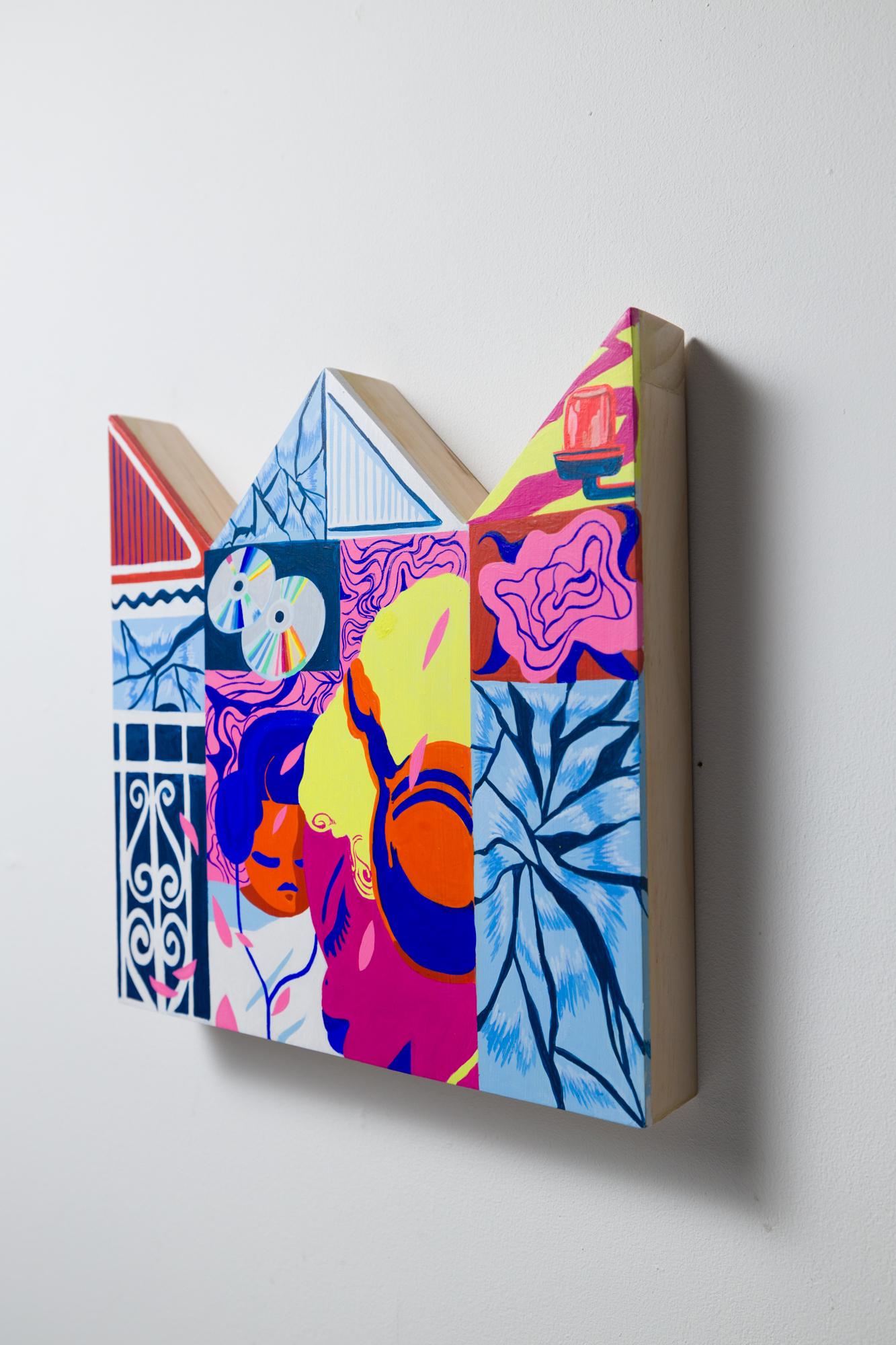 Vibrant City and Floral Vignettes on Crown Panel „You're Not Listening“ Leuchtend Stadt und Blumen im Angebot 4