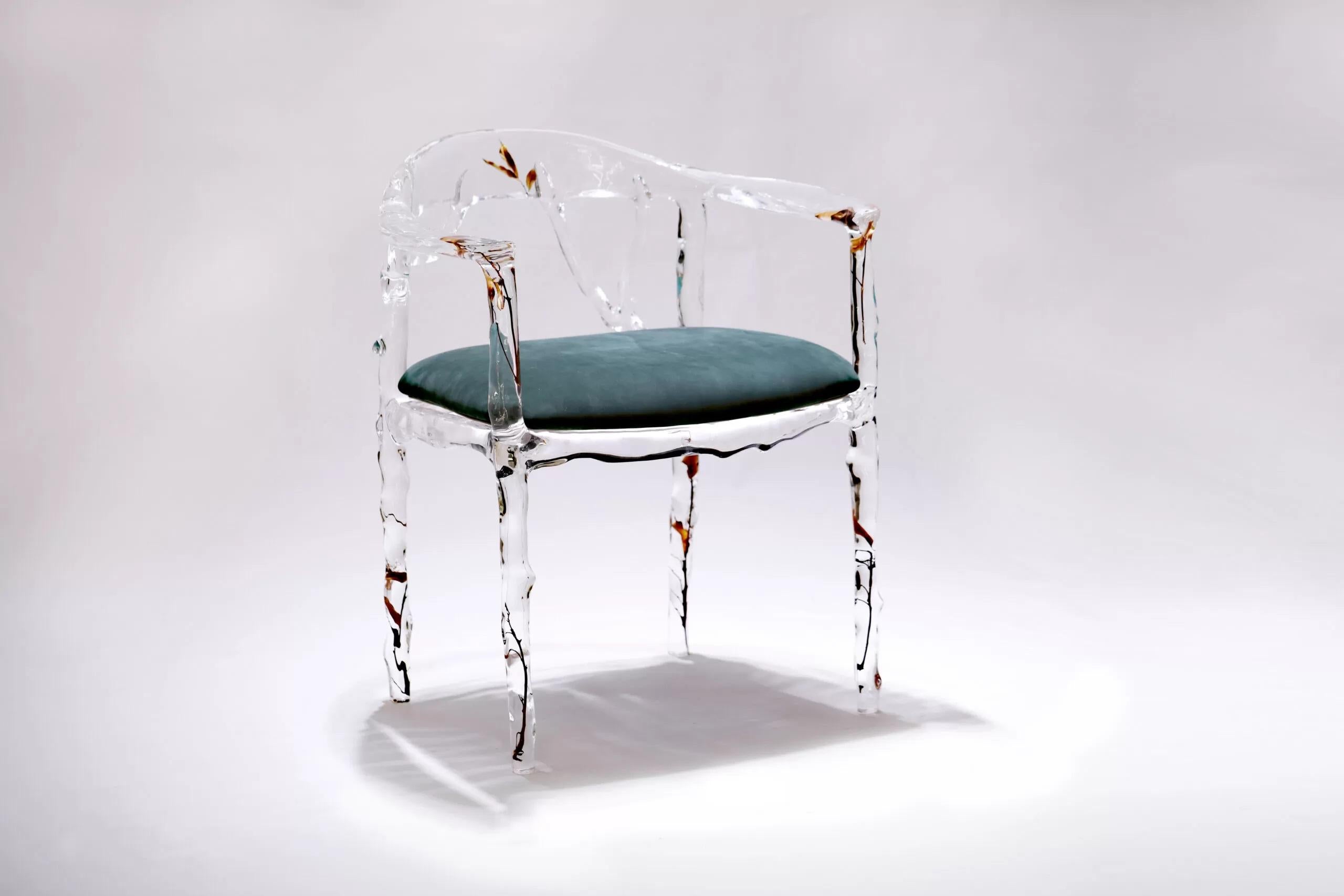 Branched Crystal Leather Chair by Dainte
Dimensions: D 63 x W 53 x H 74 cm.
Materials: Crystal and Twigs.

Available in different color leather options:  Camel, maroon, orange, purple
and sand. Please contact us.

Discover a whole new lease of life
