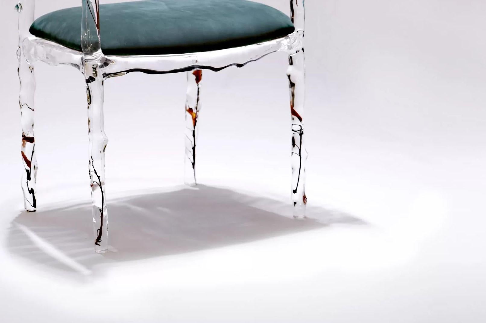 Post-Modern Branched Crystal Leather Chair by Dainte For Sale