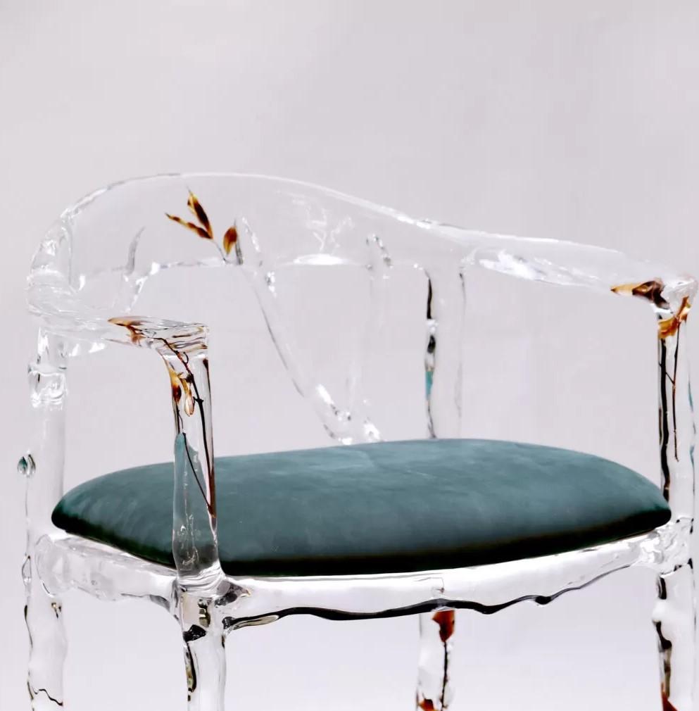 American Branched Crystal Leather Chair by Dainte For Sale