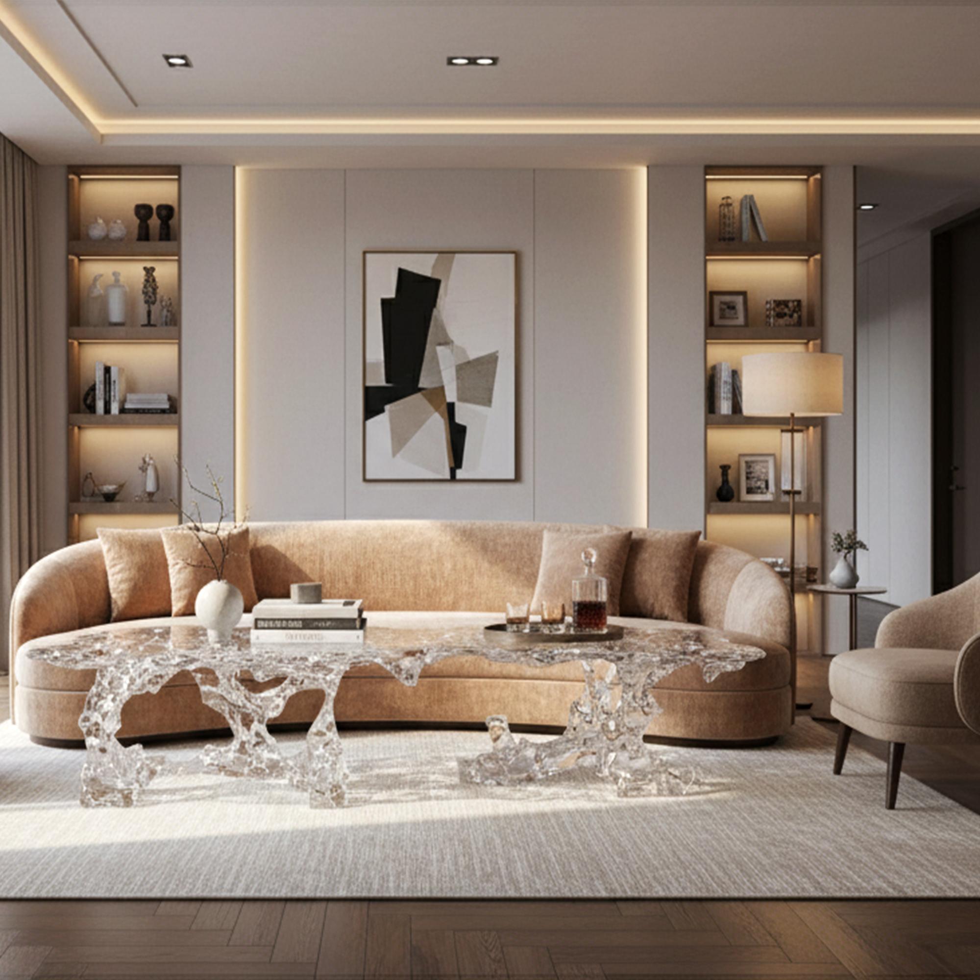 Art déco Branch Masterly Table - large - Un chef-d'œuvre sculptural en cristal en vente