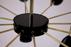 Courtney Branching Brass Chandelier Black w/Gold Inside Stilnovo Style 24 Lights