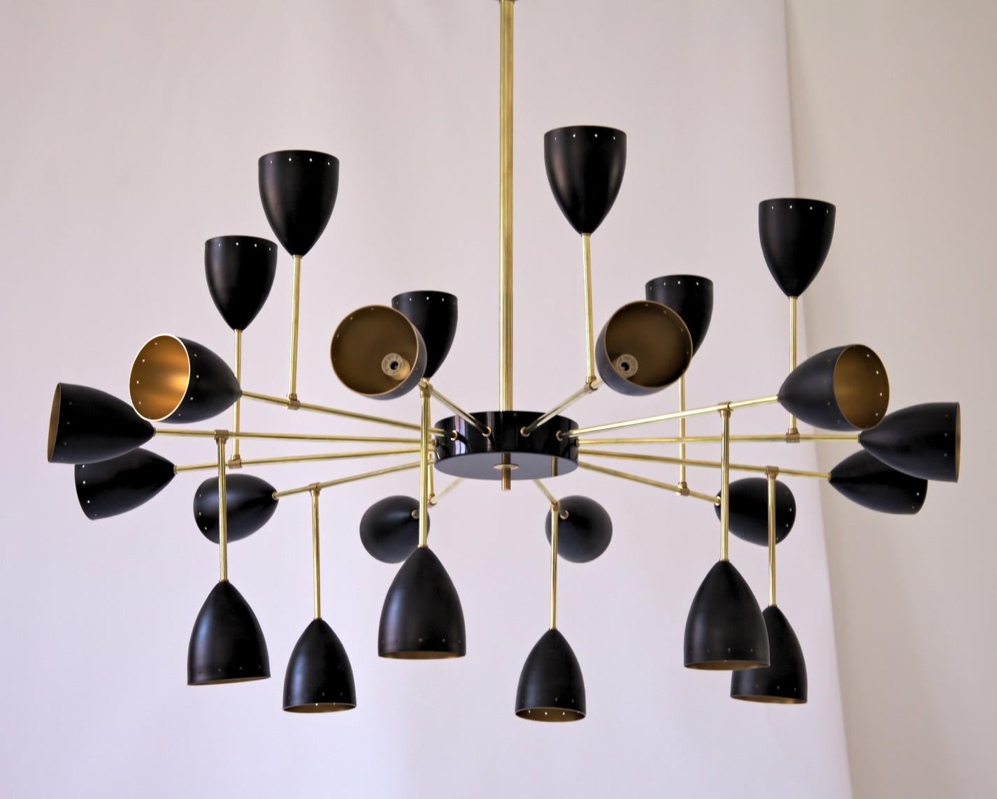 black and brass chandelier