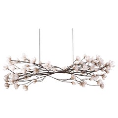 Branching Magnolia Hanging Sculpture: Glass & Forged Steel by Elizabeth Lyons