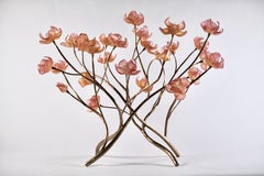 Branching Magnolia Sculpture: Blown-Glass and Forged Bronze by Elizabeth Lyons