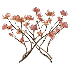 Branching Magnolia Sculpture: Blown-Glass and Forged Bronze by Elizabeth Lyons