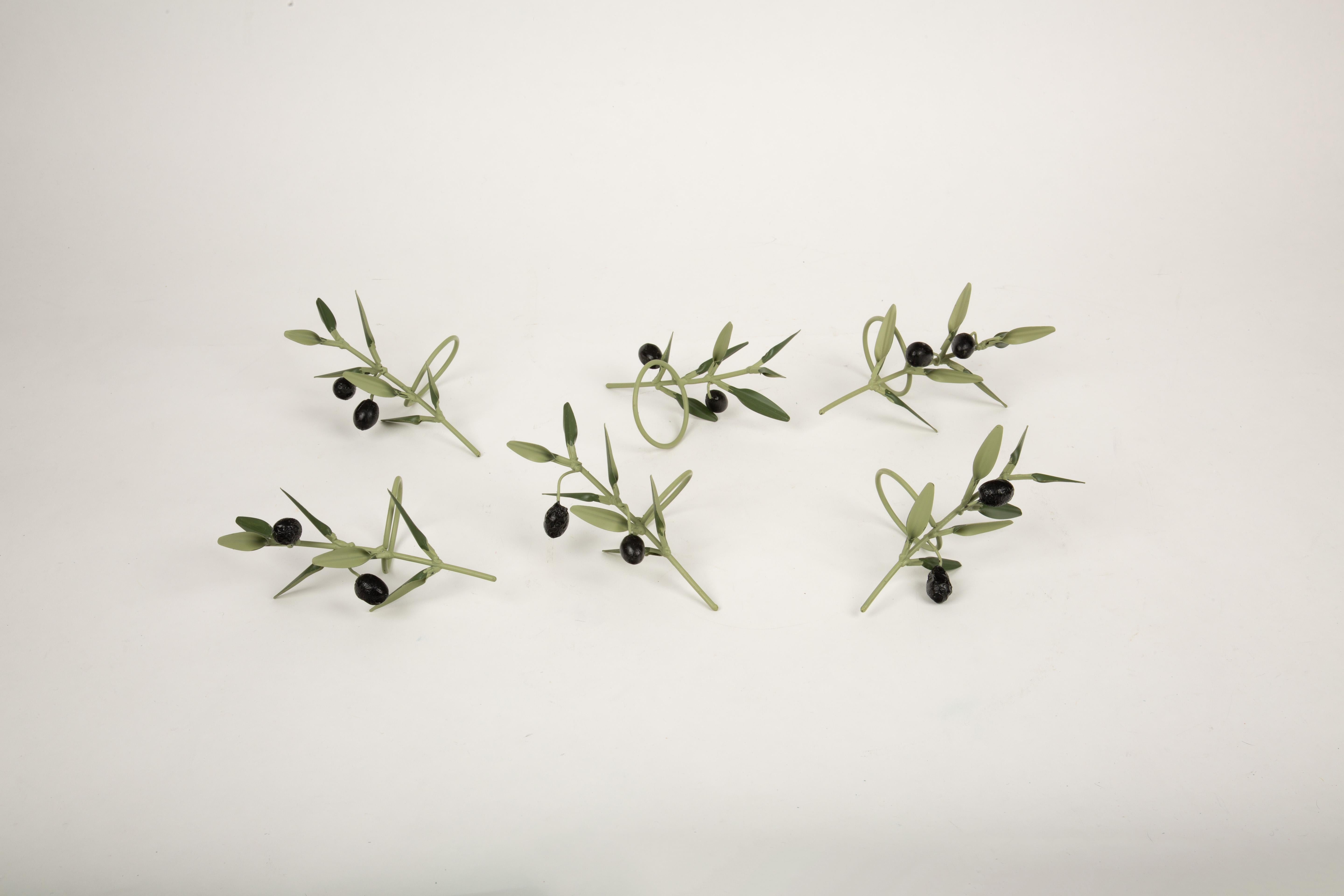 Branching Out: Olive Twig Napkin Rings, set of 6 In New Condition For Sale In New York, NY