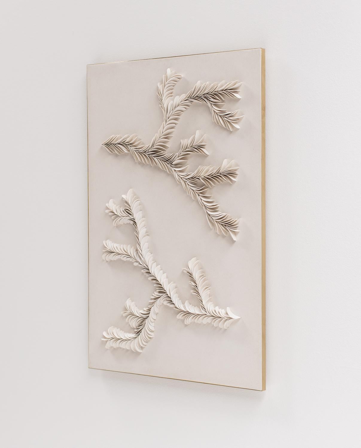 English Branching porcelain wall art in sand (large) by Olivia Walker For Sale