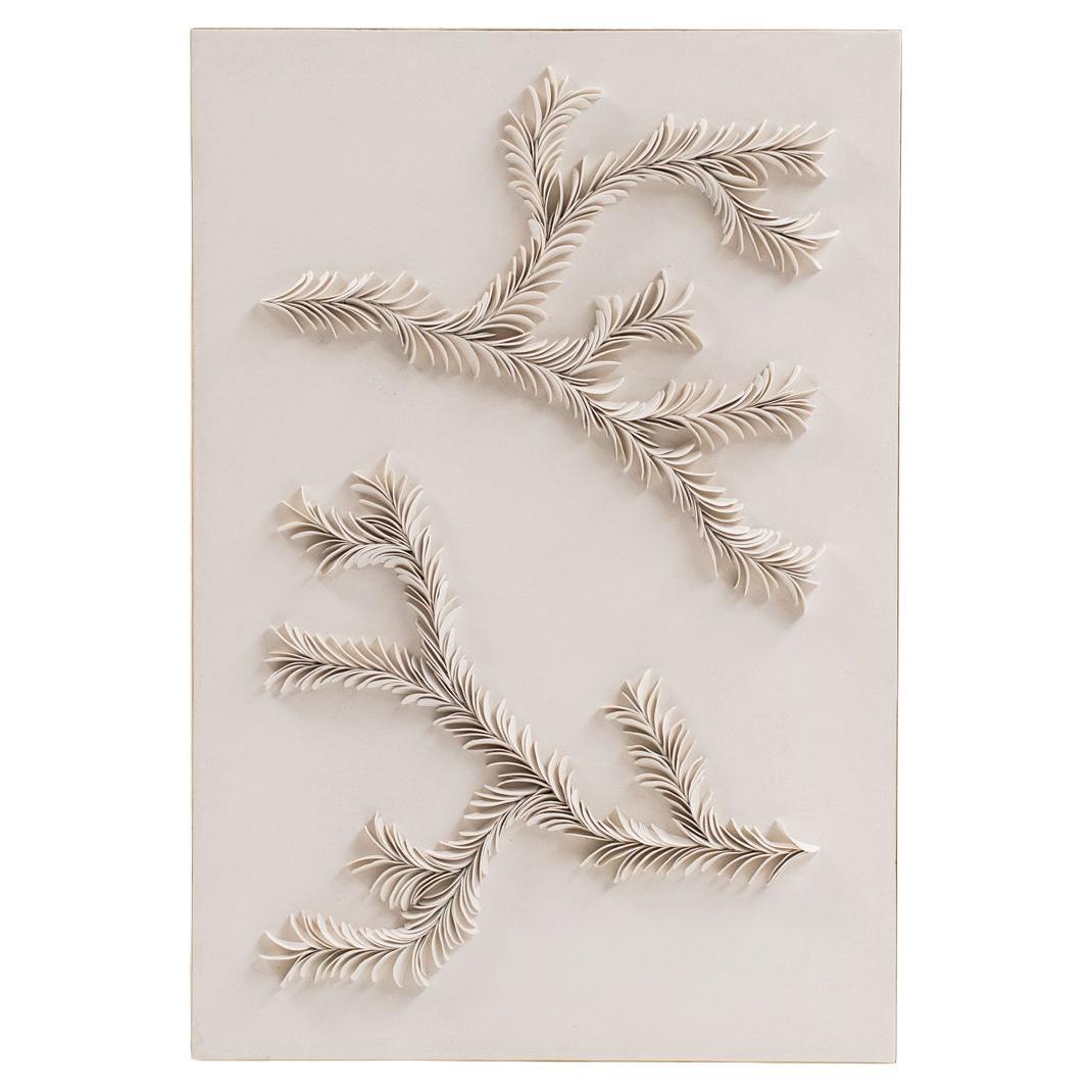 Branching porcelain wall art in sand (large) by Olivia Walker For Sale
