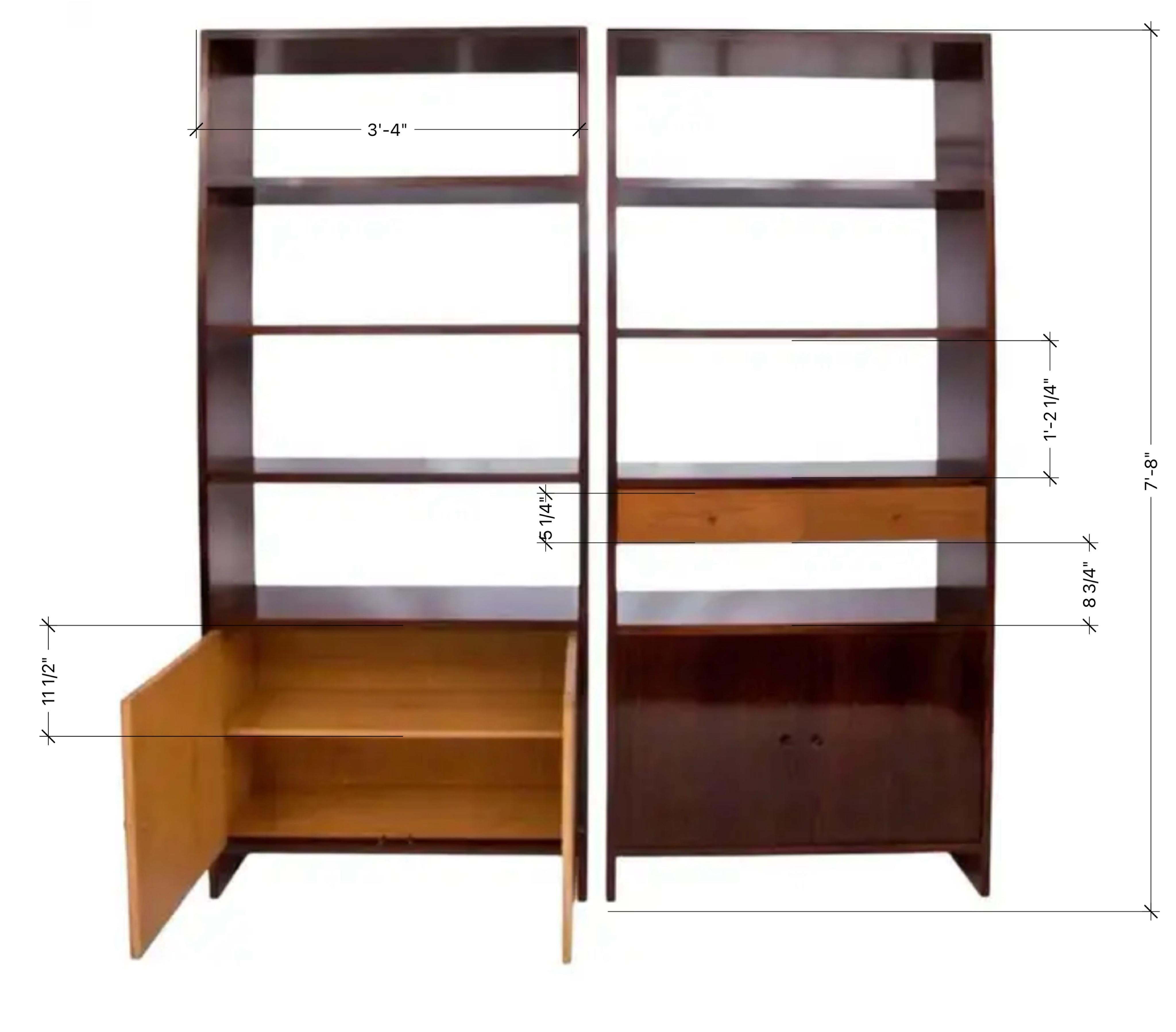 Branco e Preto Jacaranda Bücherregal-Paar mit Schubladen, Luiz Pássaro, Brasilien, 1950er Jahre 4