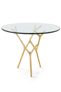 Branco Modern Polished Bronze and Glass Branch Form End / Side Table