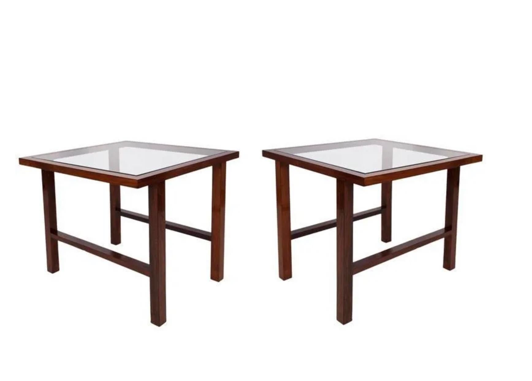 Table d'appoint Branco & Preto Caviuna, plateau en verre, Luiz Pássaro, Brésil, années 1960 Bon état - En vente à Brooklyn, NY