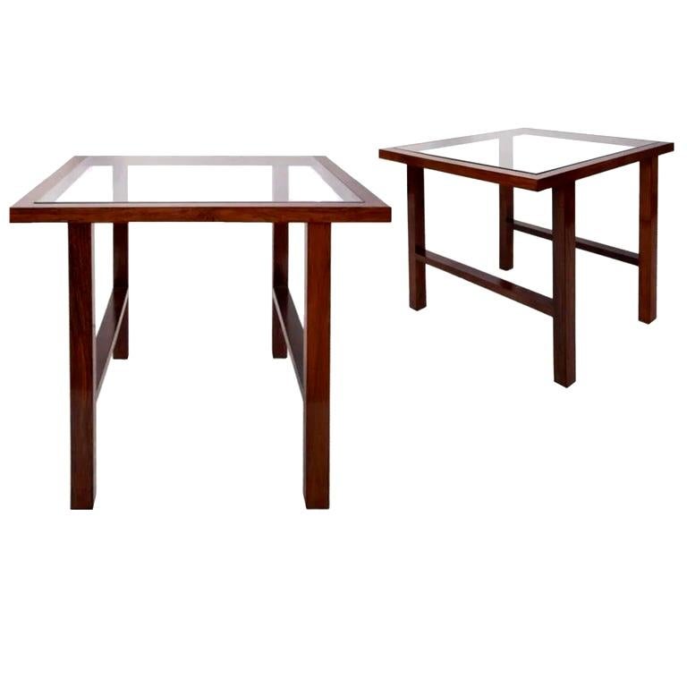 Branco & Preto Caviuna Side Table, Glass Top, Luiz Pássaro, Brazil, 1960s For Sale 3