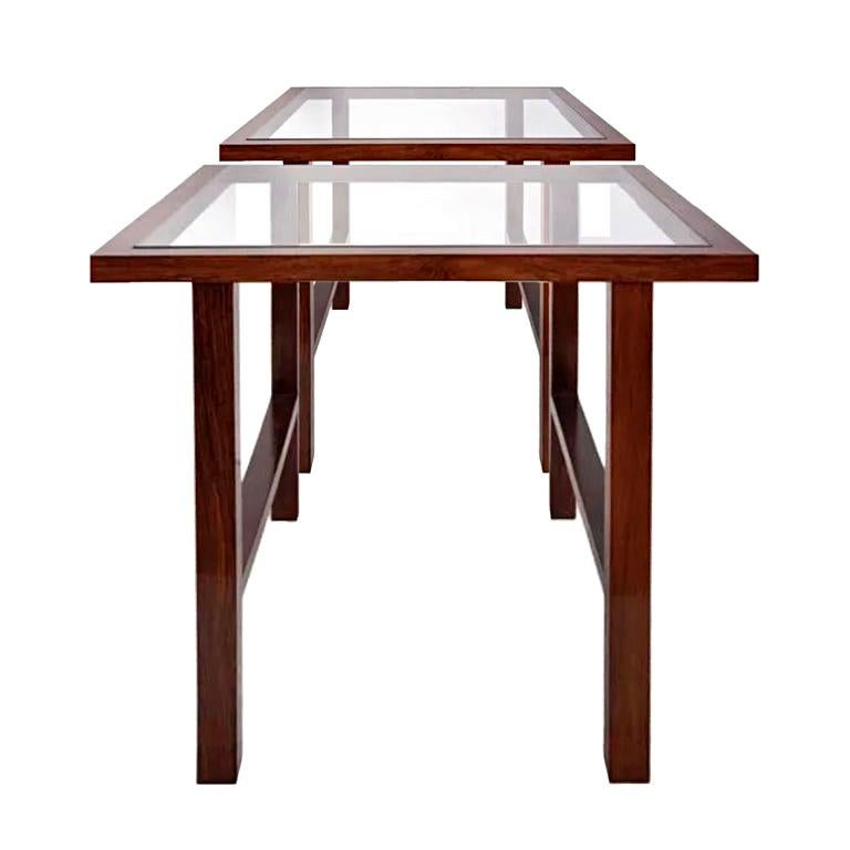Branco & Preto Caviuna Side Table, Glass Top, Luiz Pássaro, Brazil, 1960s For Sale 5