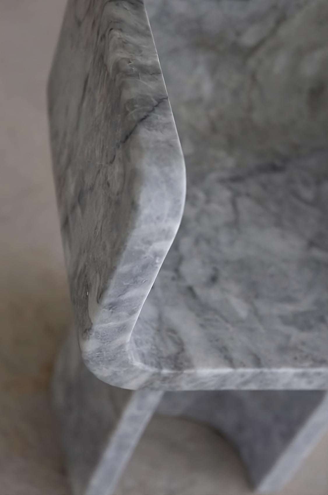 Modern Brancusi inspired Carrara marble art furniture sculptural chair handmade For Sale